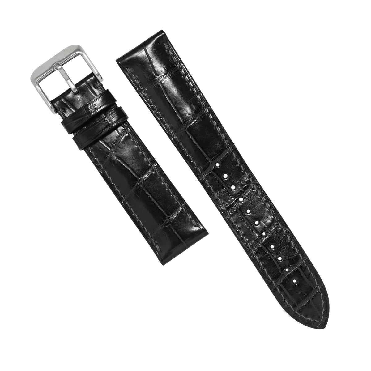 MTO Crocodile Leather Strap in Gulf (Glossy) - Nomad Watch Works MY