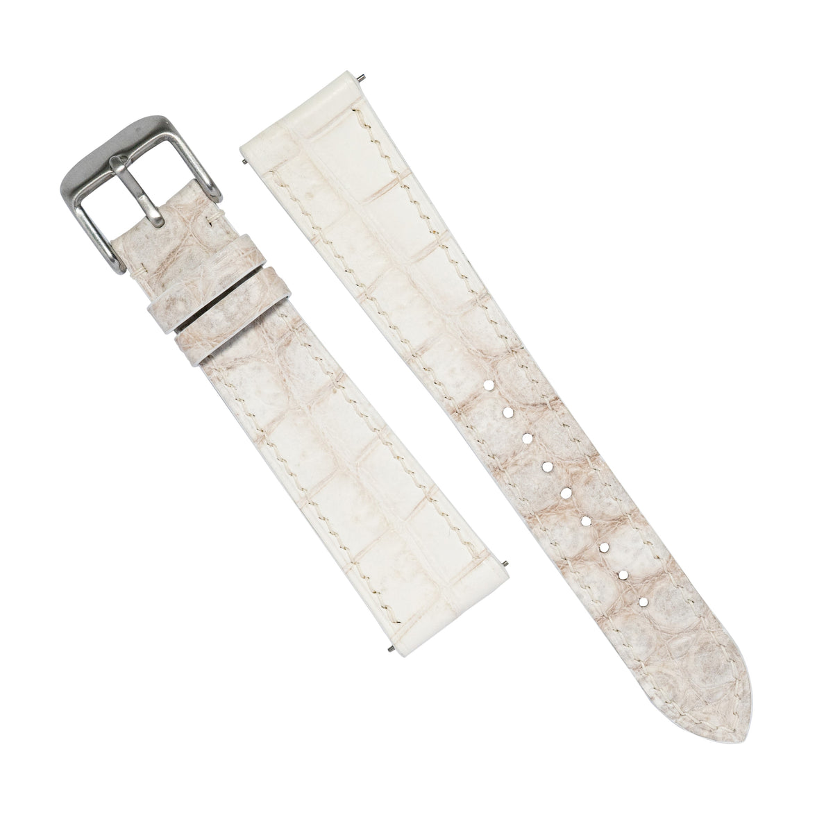 MTO Crocodile Leather Strap in Himalaya (Non-Glossy) - Nomad Watch Works MY