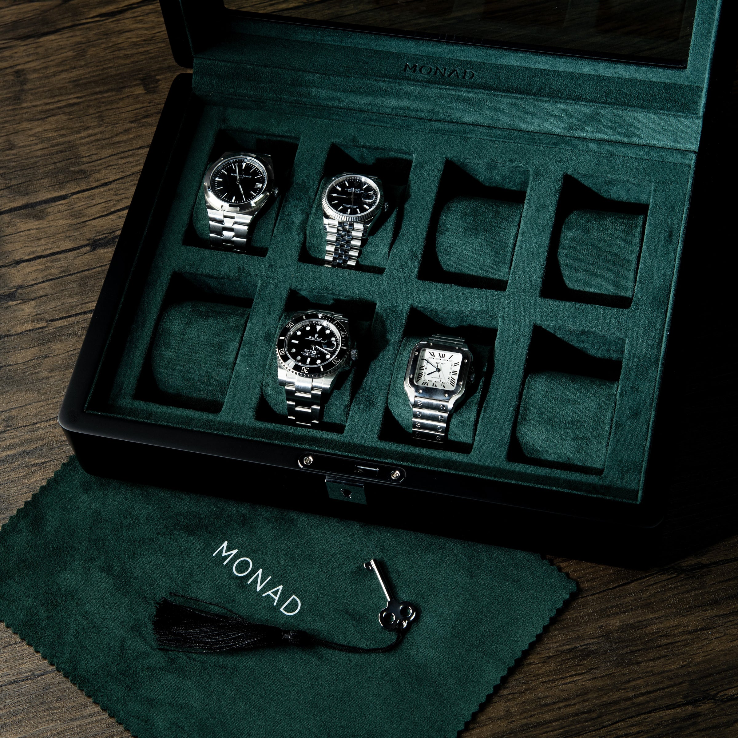 Monad Legacy Black Watch Box in Green (8 Slots) - PREORDER - Nomad Watch Works MY