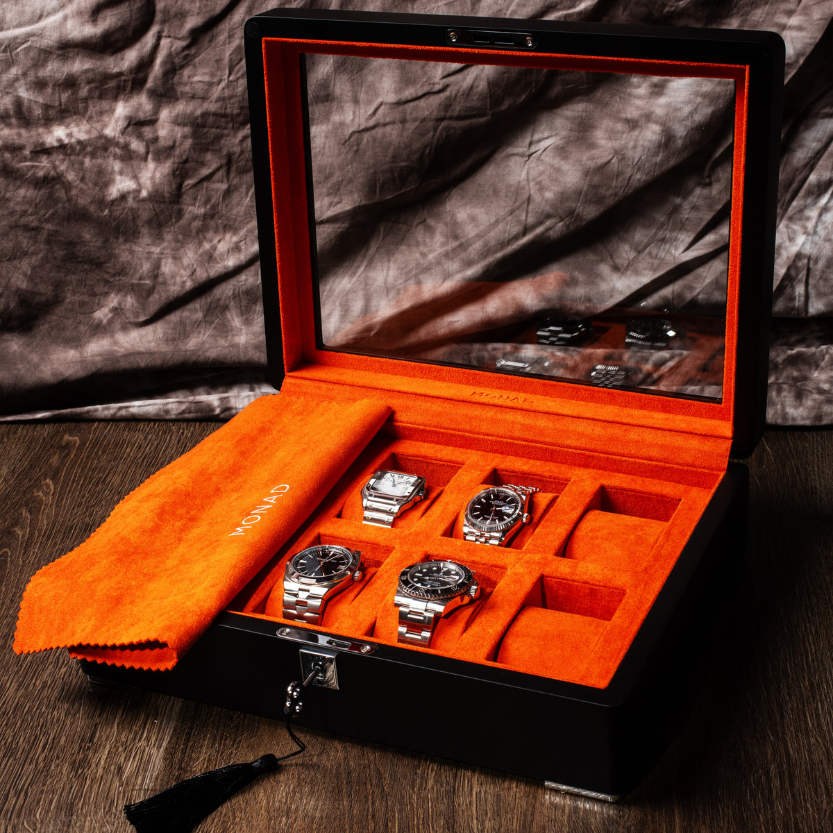 Monad Legacy Black Watch Box in Orange (8 Slots) - Nomad Watch Works MY