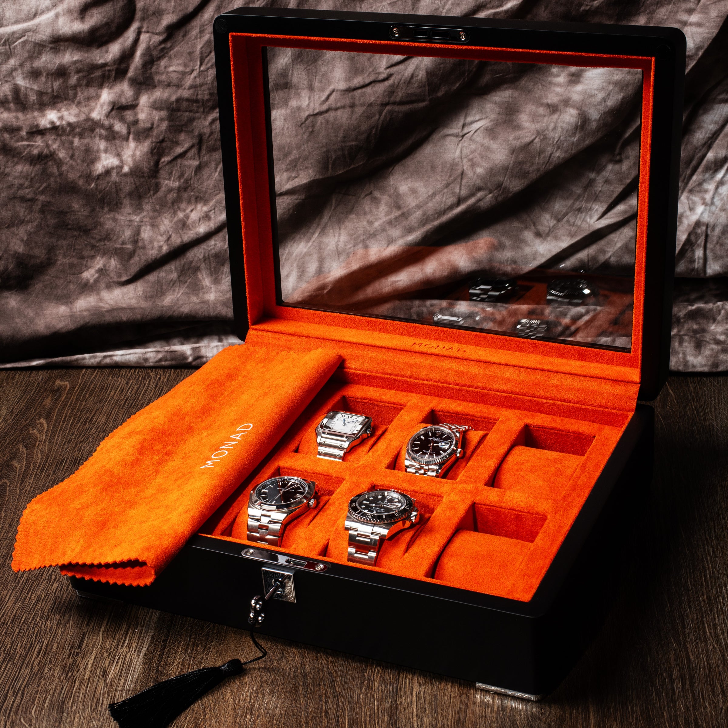 Monad Legacy Black Watch Box in Orange (8 Slots) - Nomad Watch Works MY