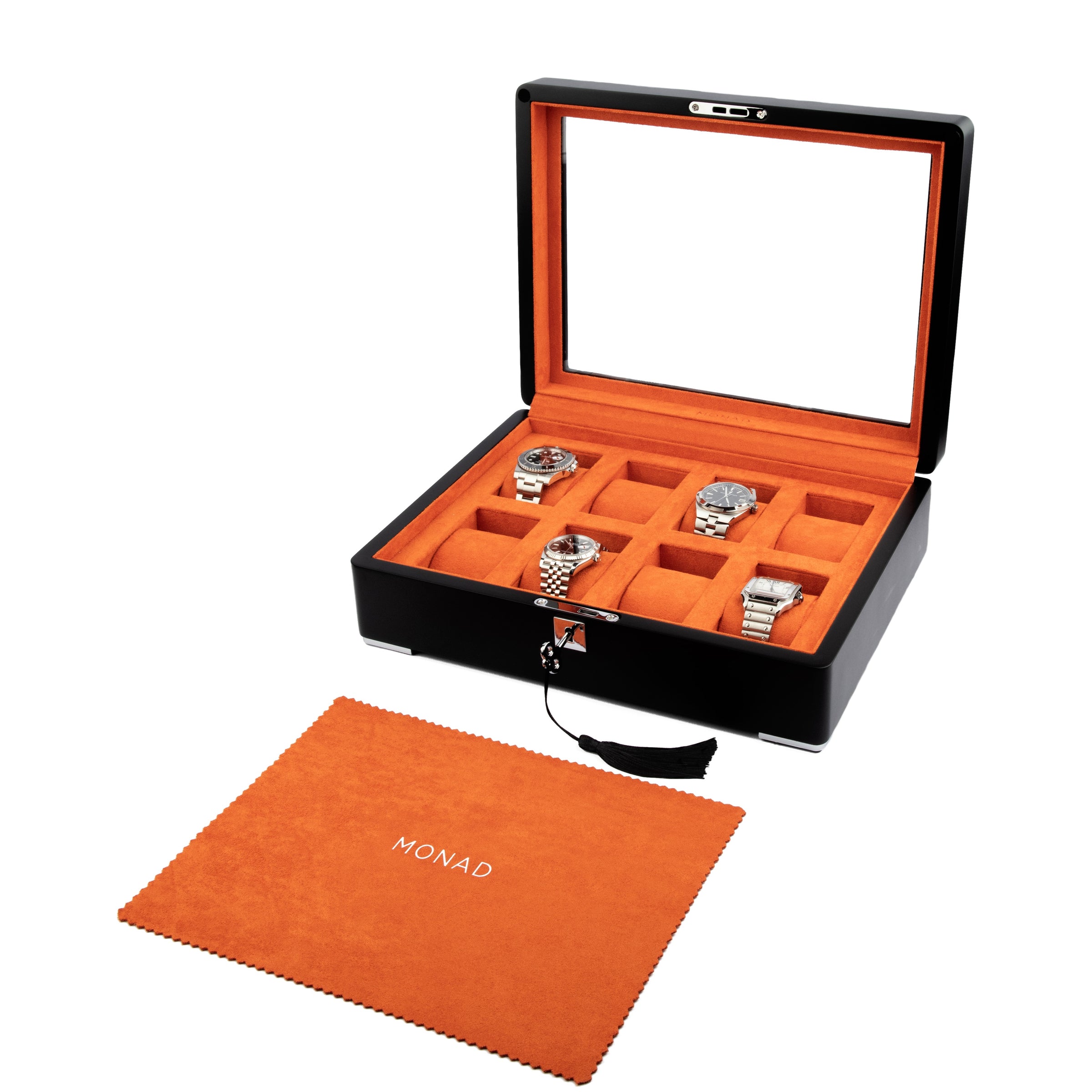Monad Legacy Black Watch Box in Orange (8 Slots) - Nomad Watch Works MY