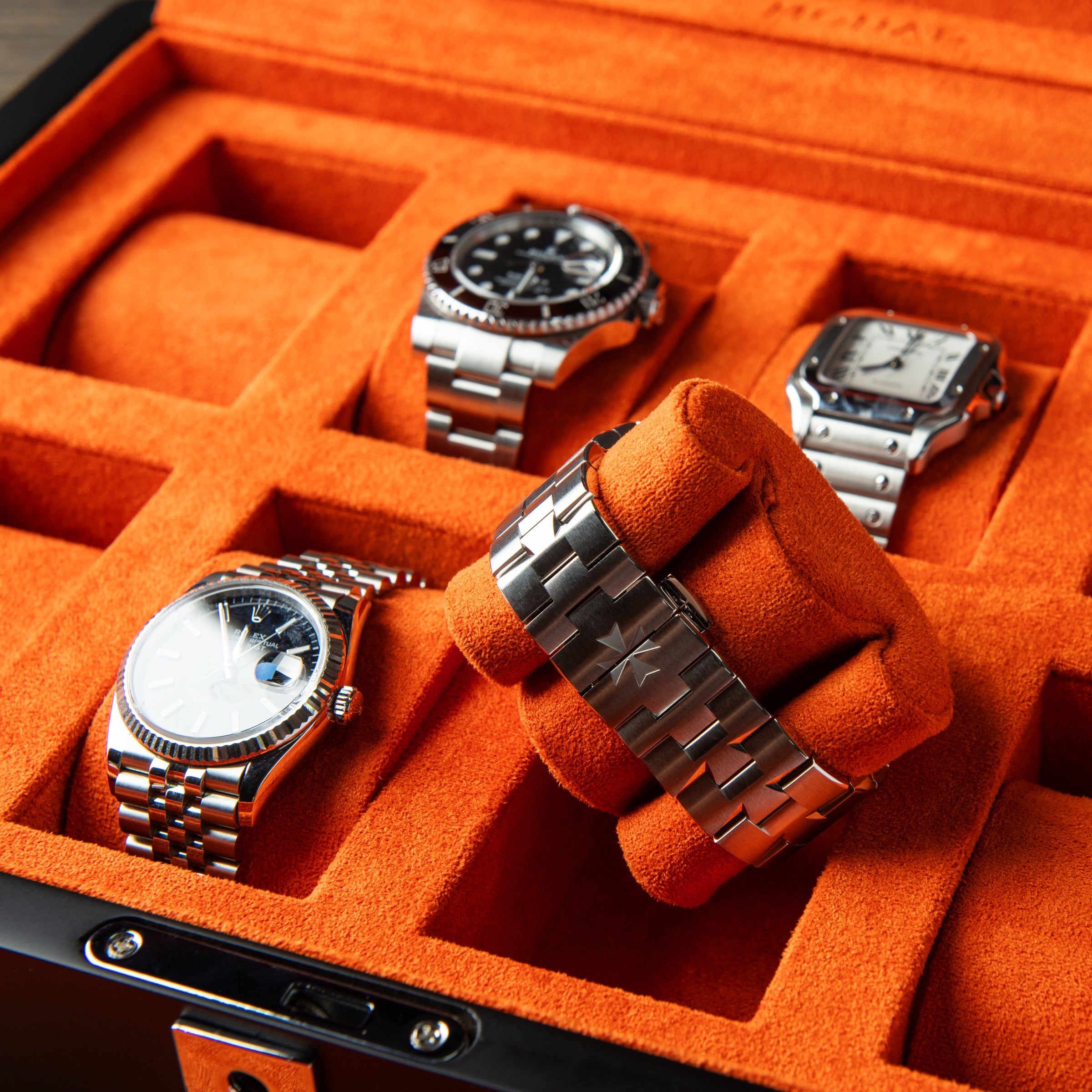 Monad Legacy Black Watch Box in Orange (8 Slots) - Nomad Watch Works MY