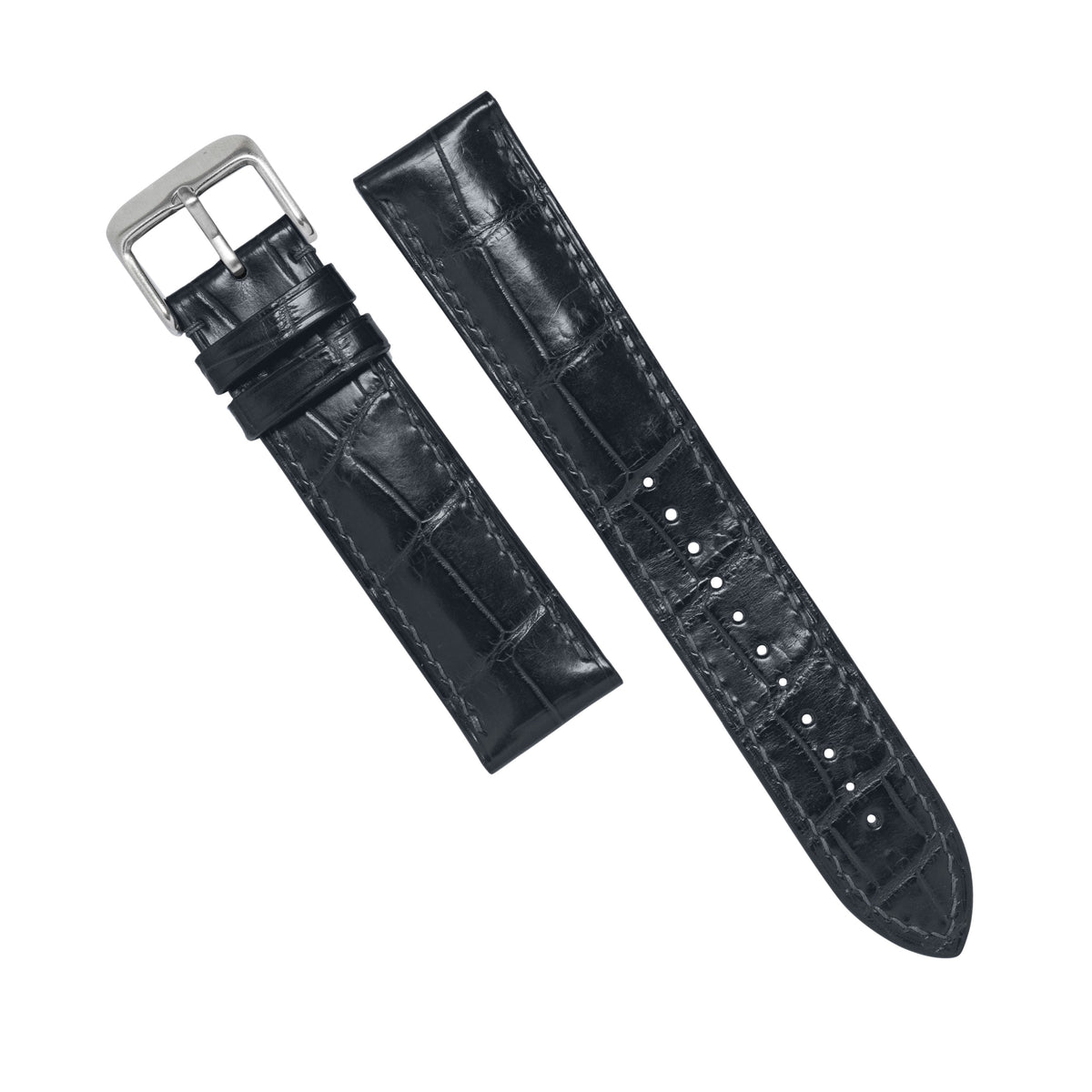 MTO Crocodile Leather Strap in Marine (Non-Glossy) - Nomad Watch Works MY
