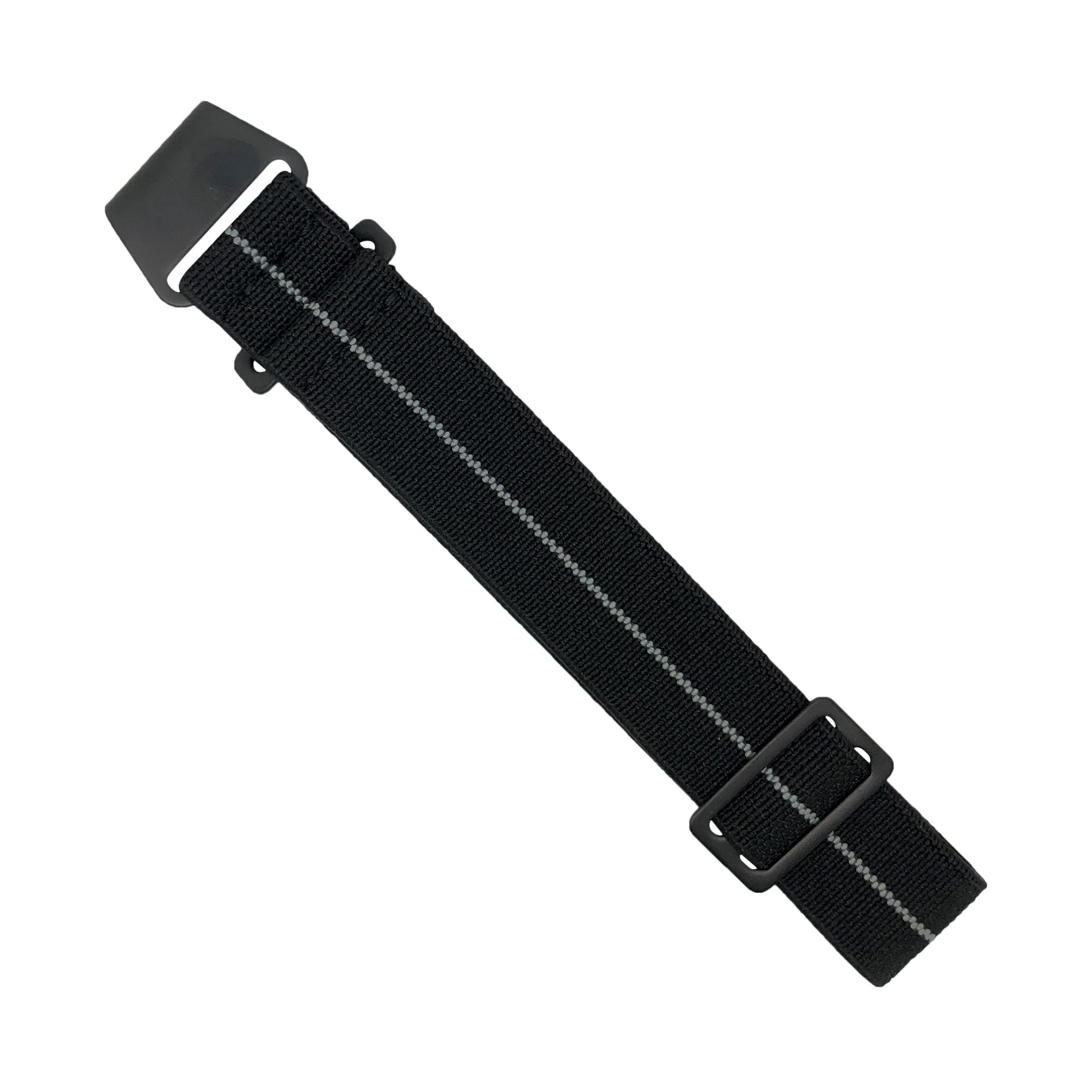 Marine Nationale Strap in Black w/ Center Stripe - Nomad Watch Works MY