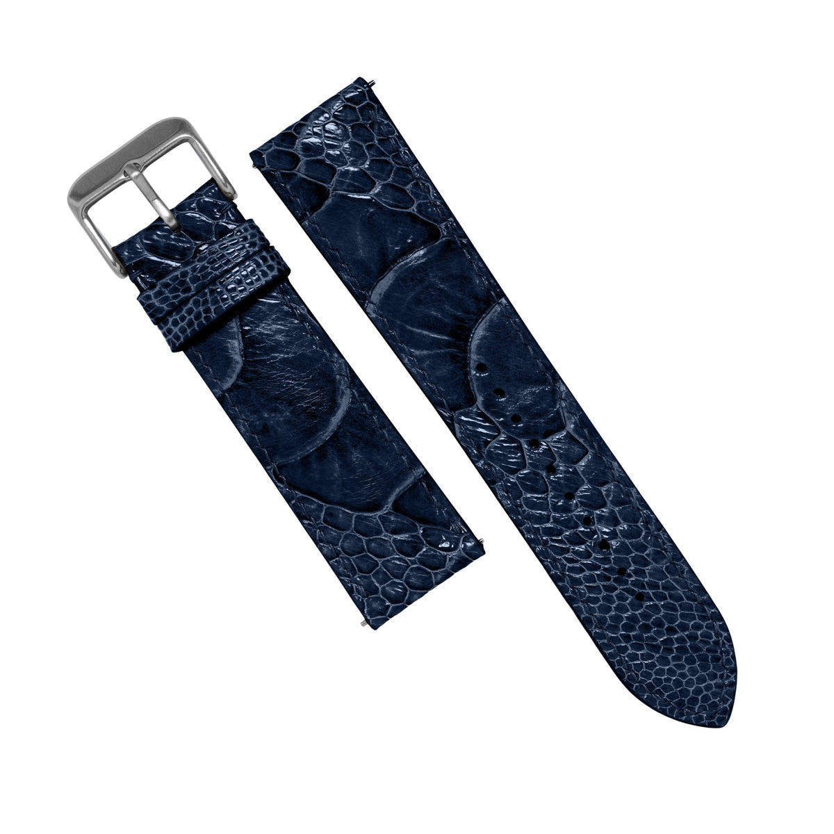 MTO Ostrich Leather Strap in Navy - Nomad Watch Works MY