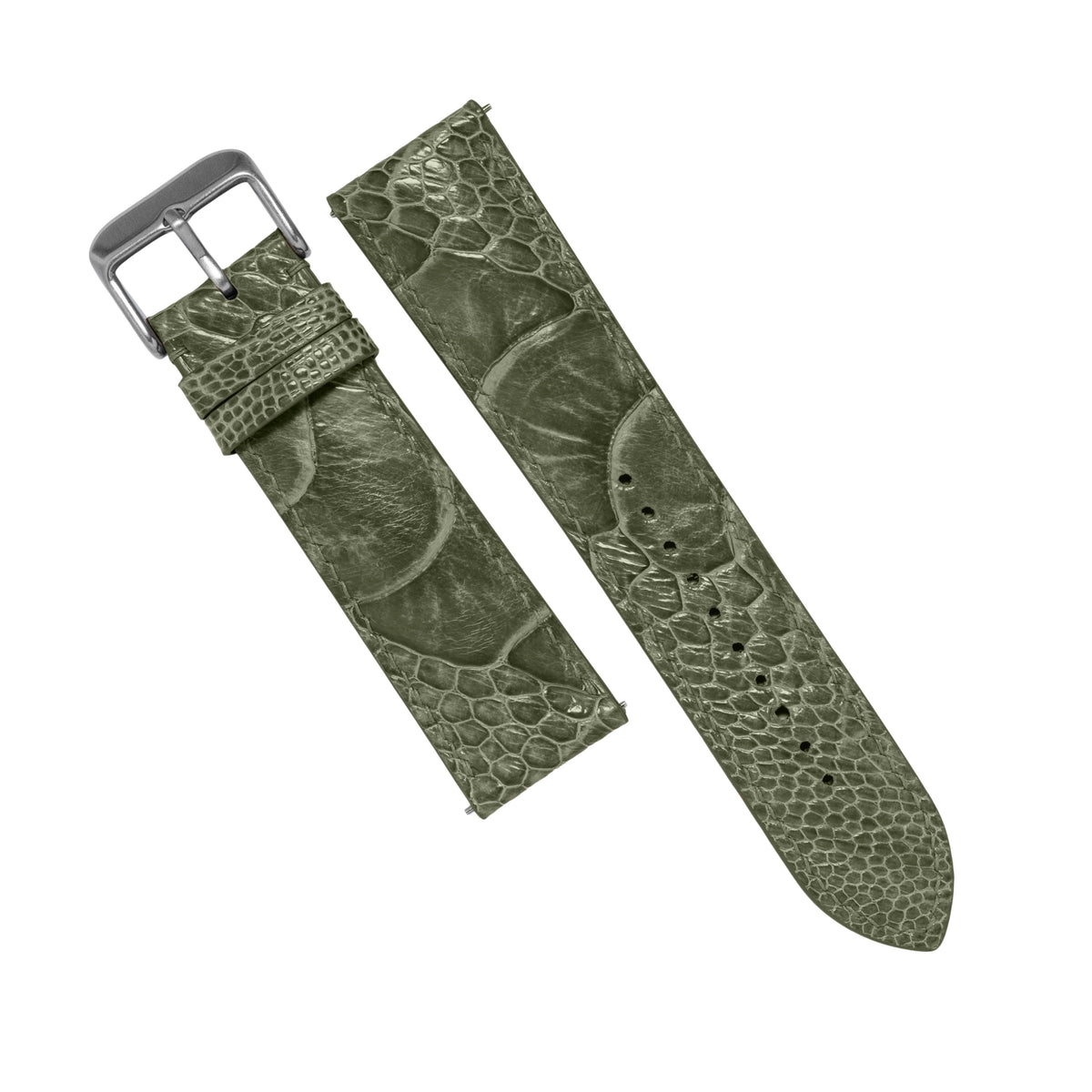 MTO Ostrich Leather Strap in Olive - Nomad Watch Works MY