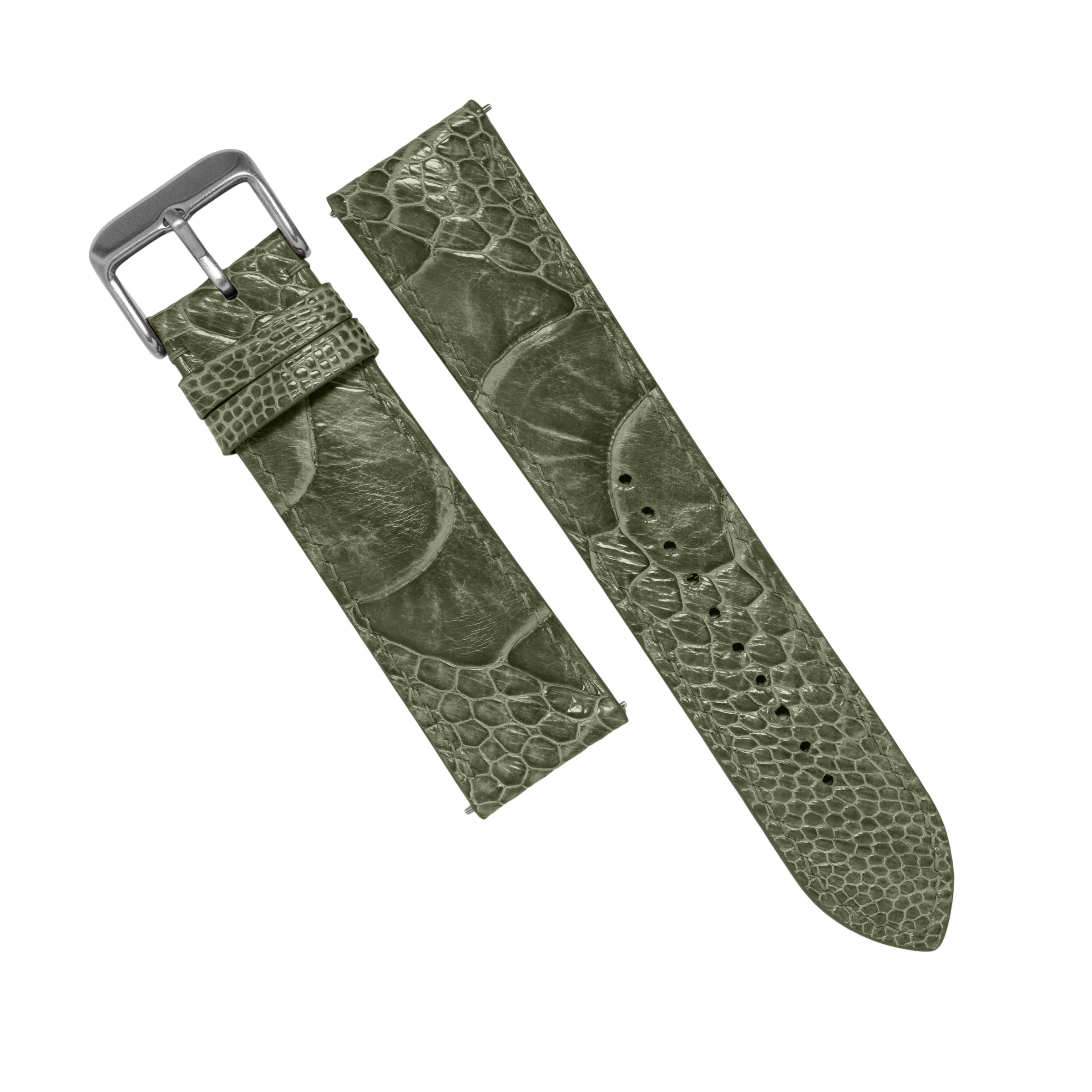 MTO Ostrich Leather Strap in Olive - Nomad Watch Works MY