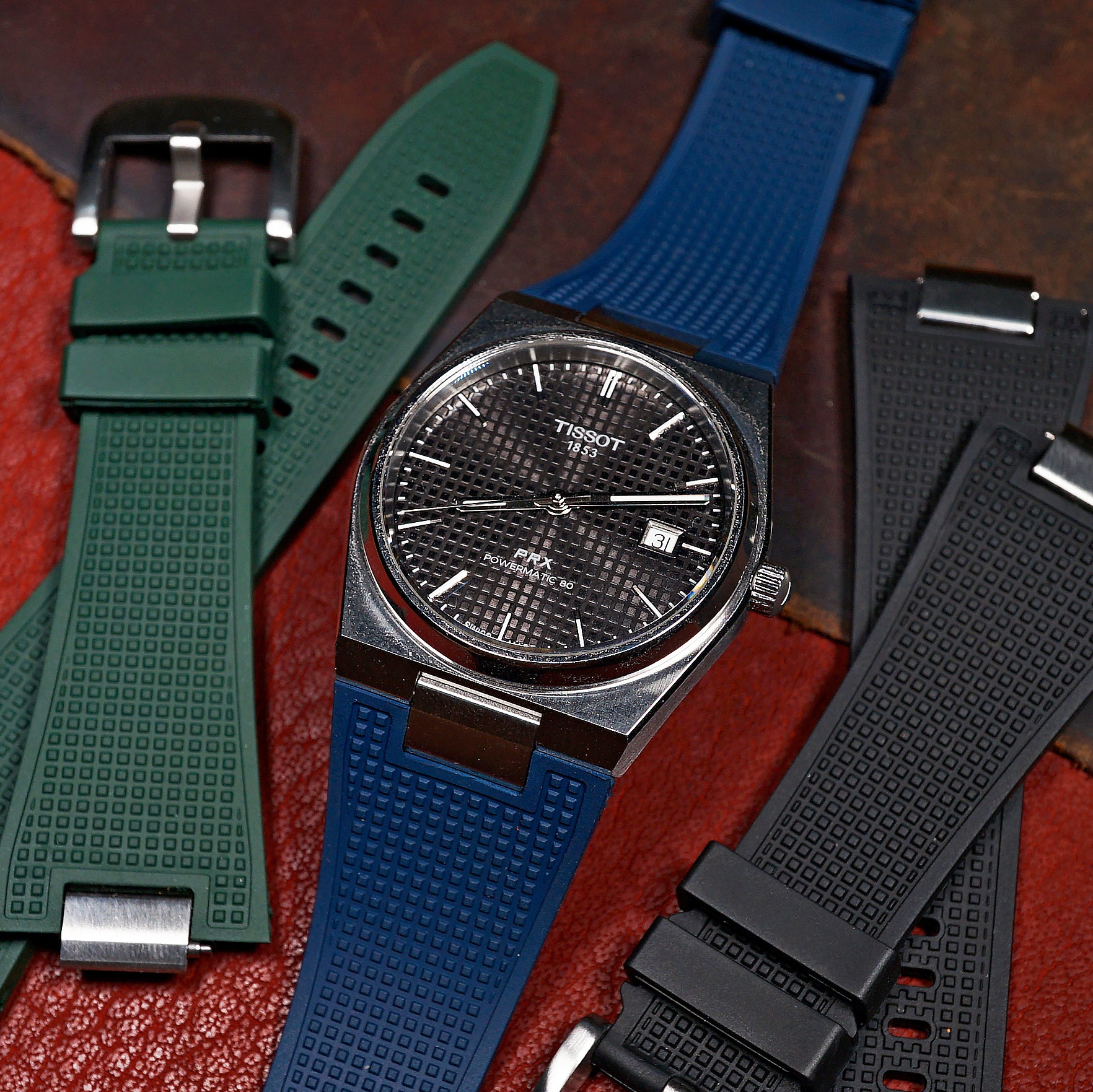 Waffle FKM Rubber Strap in Navy for Tissot PRX - Nomad Watch Works MY