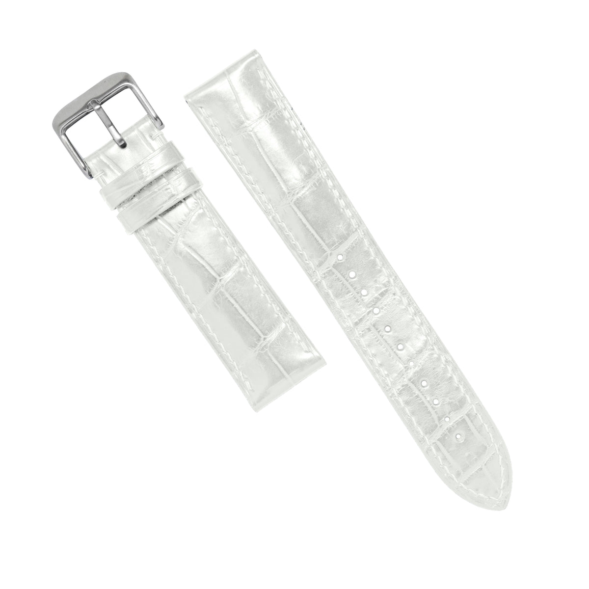 MTO Crocodile Leather Strap in Pearl (Glossy) - Nomad Watch Works MY