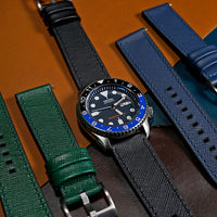 Performax Saffiano Leather FKM Rubber Hybrid Strap in Black (20mm) - Nomad Watch Works MY
