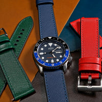 Performax Saffiano Leather FKM Rubber Hybrid Strap in Navy (20mm) - Nomad Watch Works MY