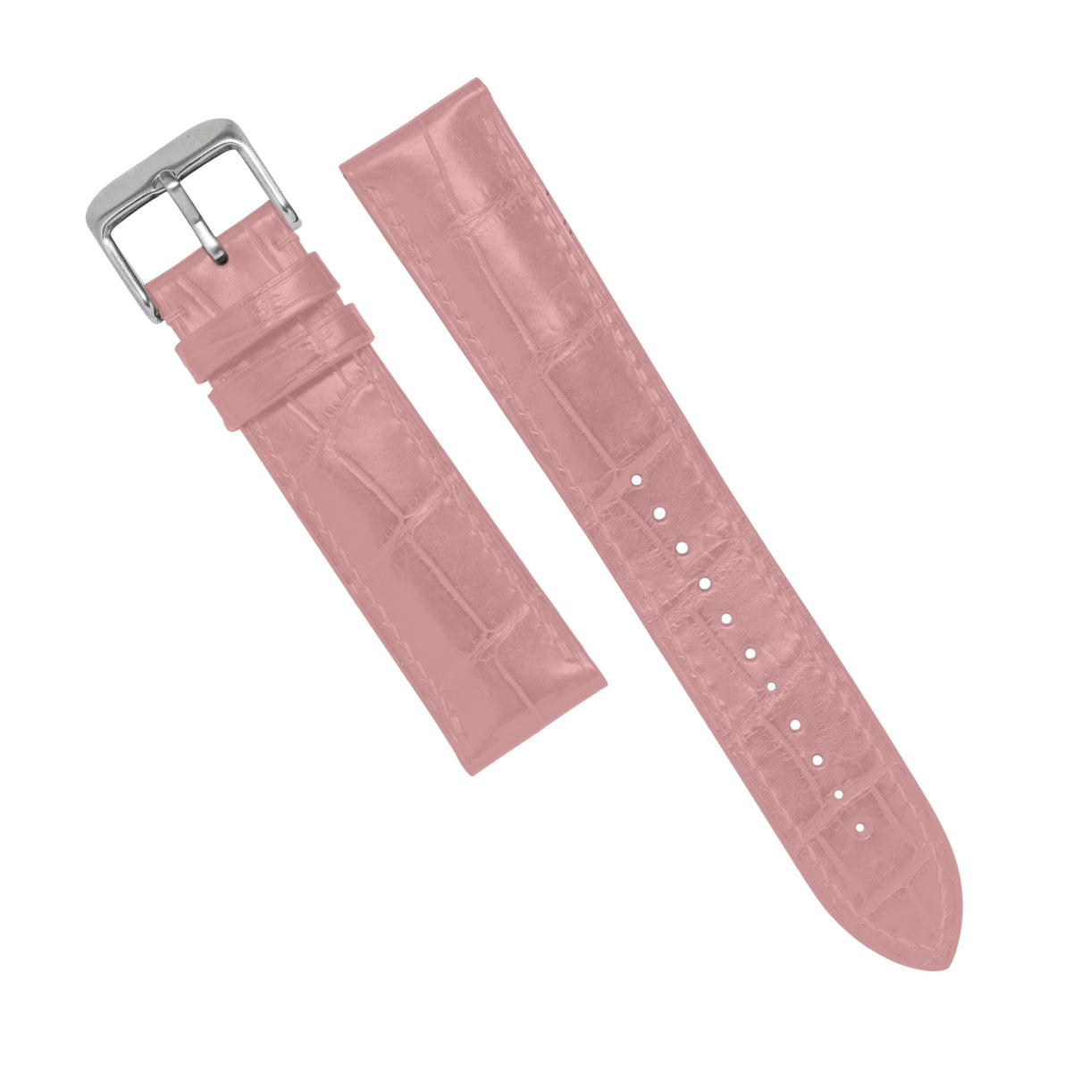 MTO Crocodile Leather Strap in Pink (Matte) - Nomad Watch Works MY