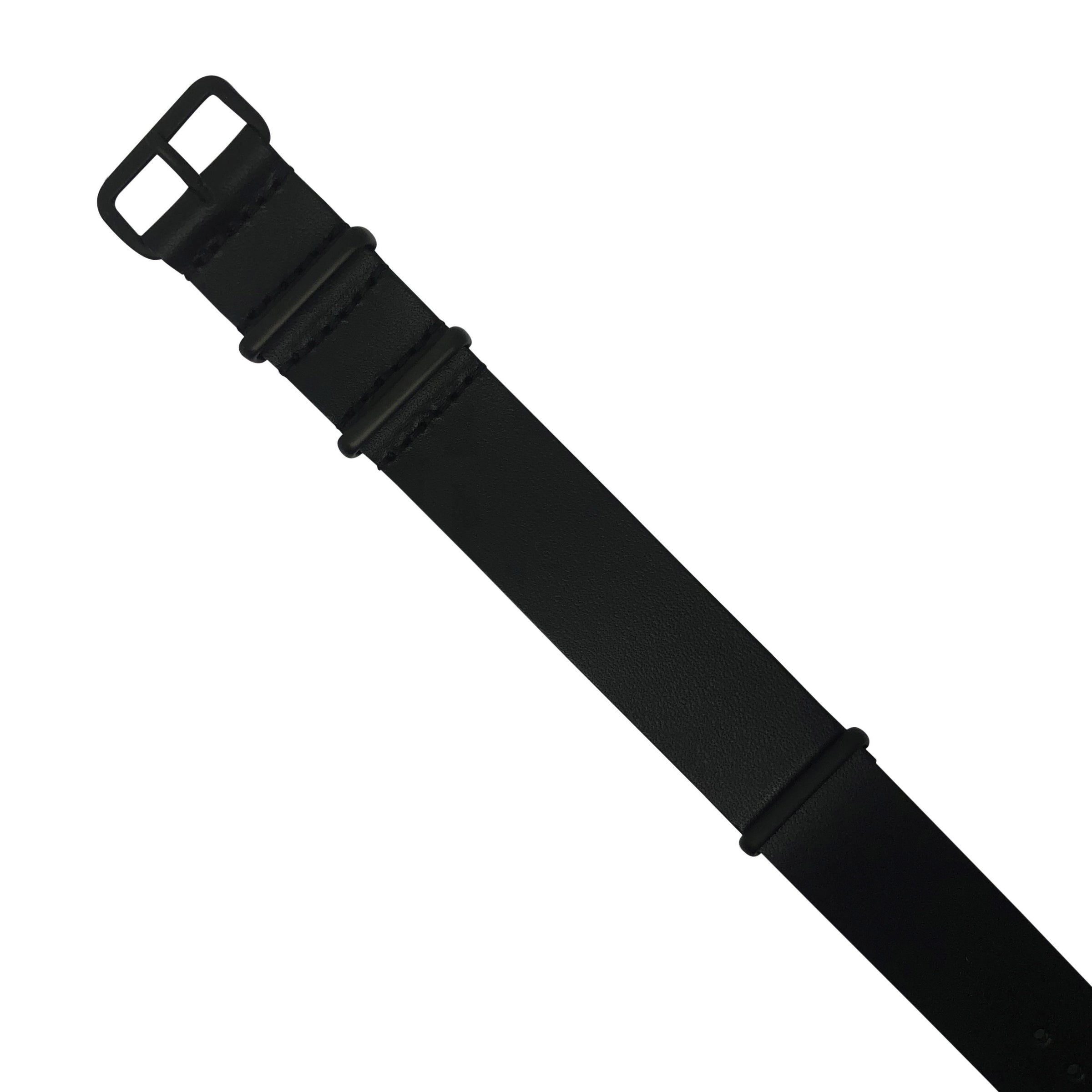 Premium Leather Nato Strap in Black - Nomad Watch Works MY