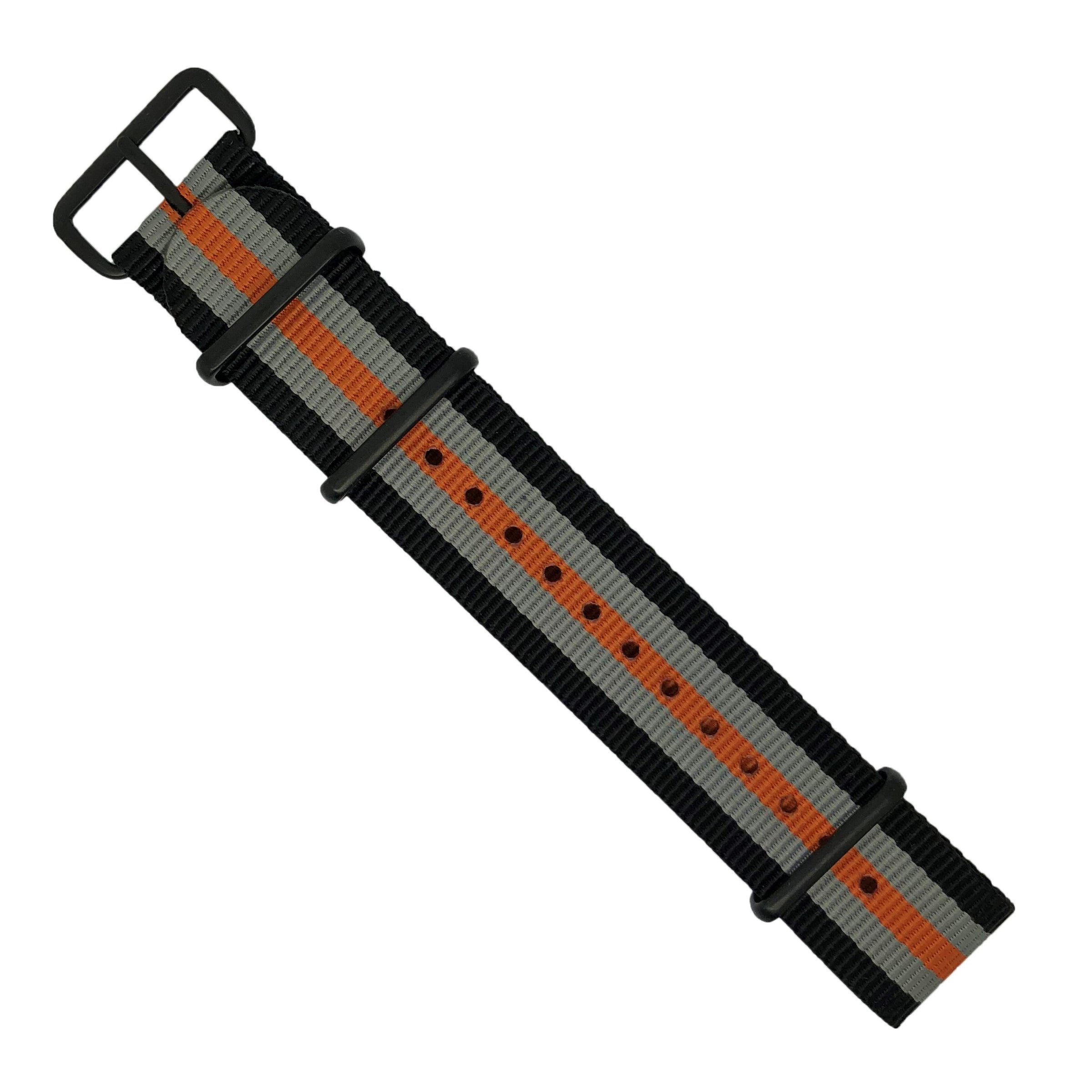 Premium Nato Strap in Black Grey Orange - Nomad Watch Works MY