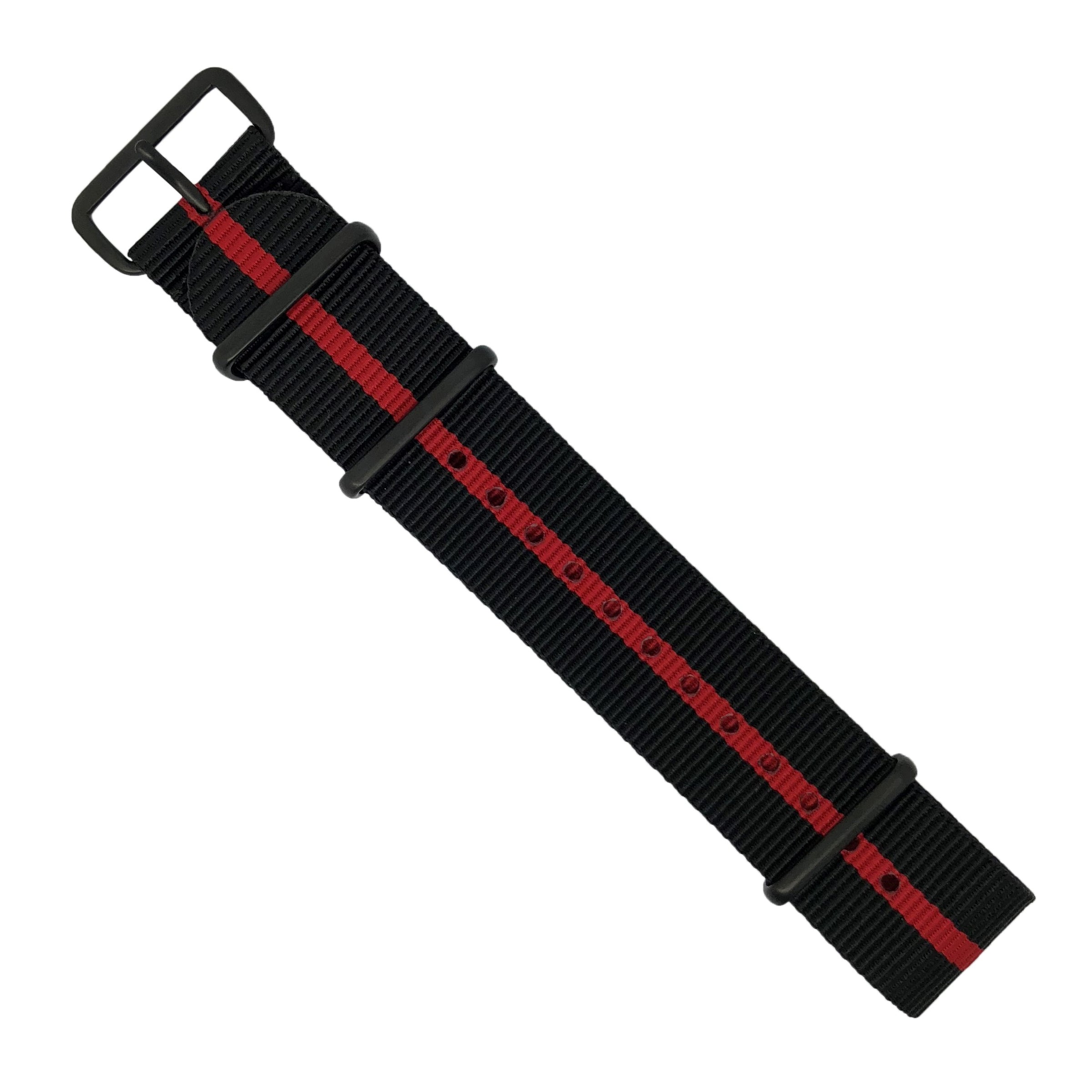 Premium Nato Strap in Black Center Red - Nomad Watch Works MY