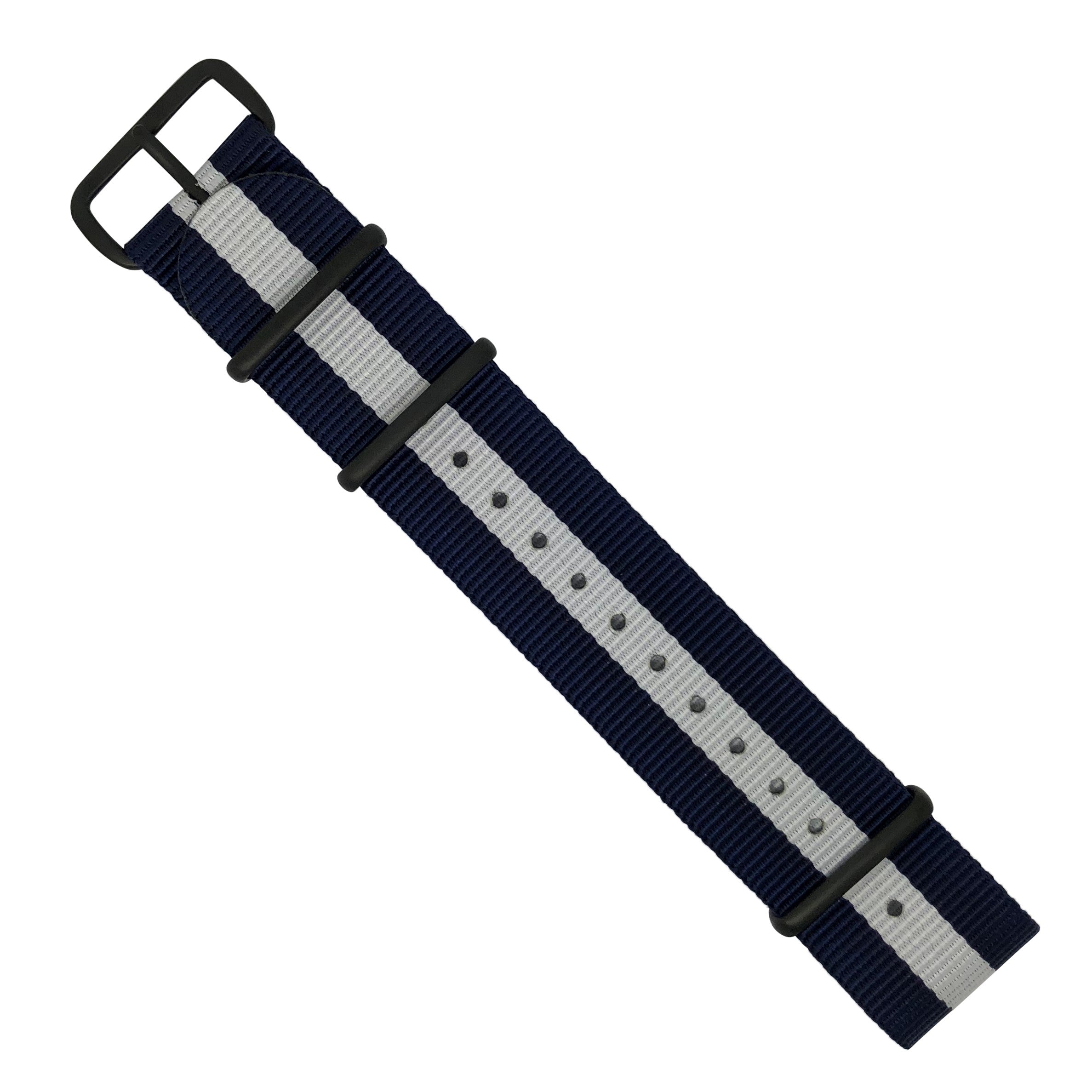 Premium Nato Strap in Navy White - Nomad Watch Works MY