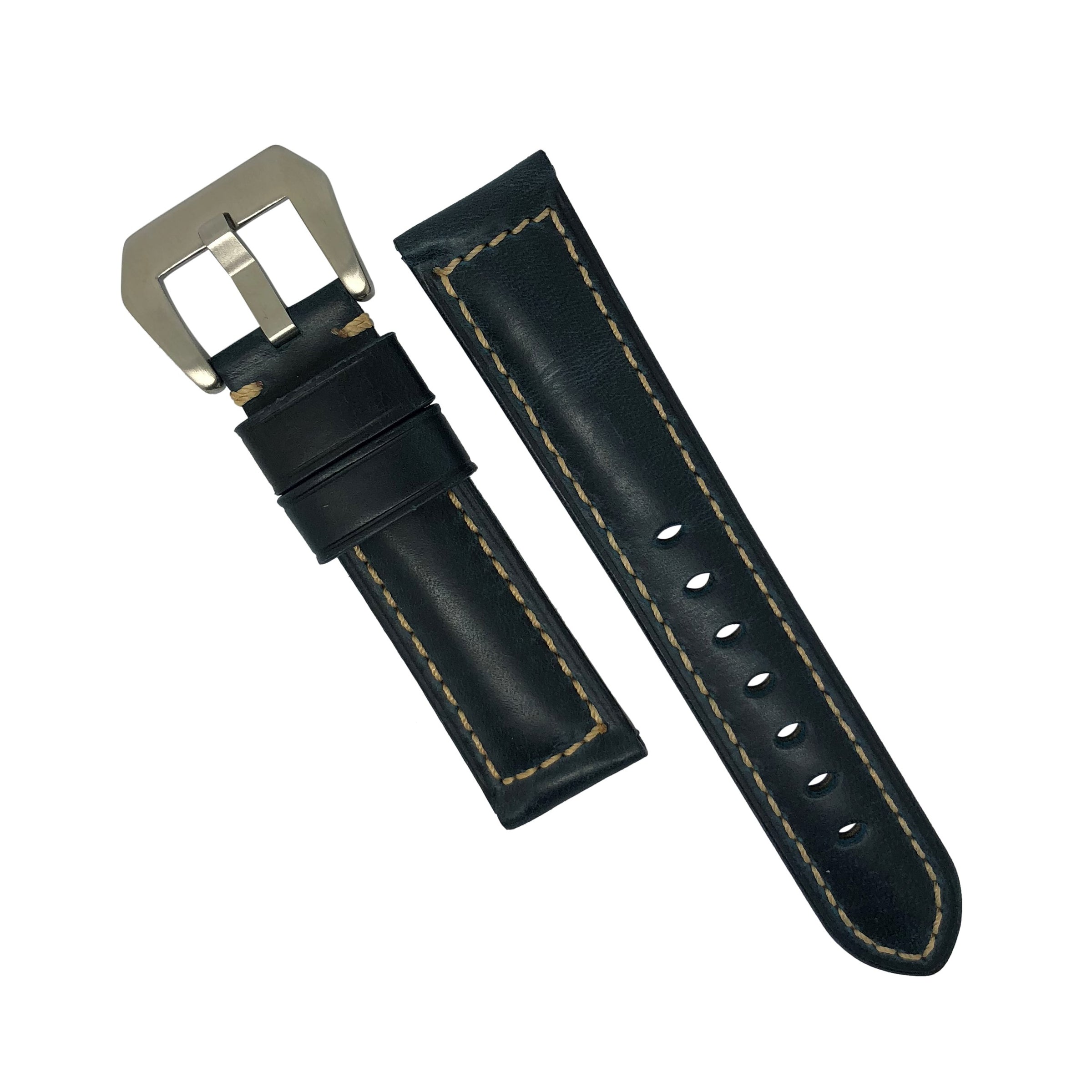 M2 Oil Waxed Leather Watch Strap in Navy - Nomad Watch Works MY