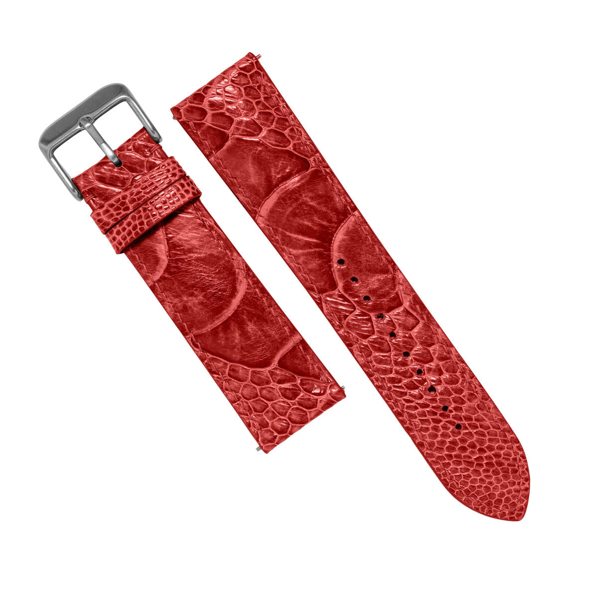 MTO Ostrich Leather Strap in Red - Nomad Watch Works MY
