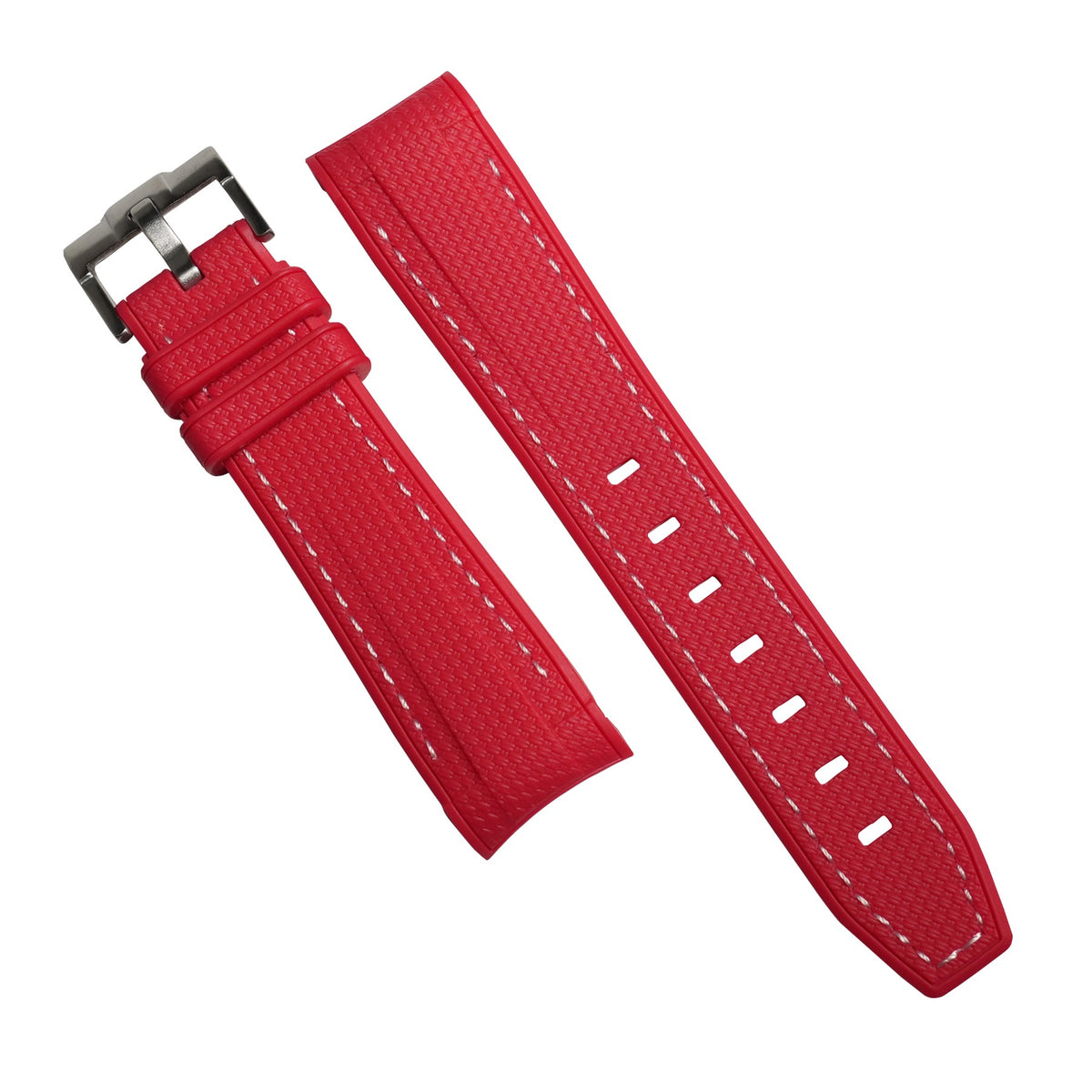 Retro Curved End Rubber Strap for Omega x Swatch Moonswatch in Red - Nomad Watch Works MY