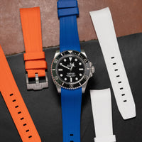 Curved End FKM Rubber Strap for Rolex Submariner in Blue (21mm) - Nomad Watch Works MY