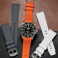 Curved End FKM Rubber Strap for Rolex Submariner in Orange (21mm) - Nomad Watch Works MY