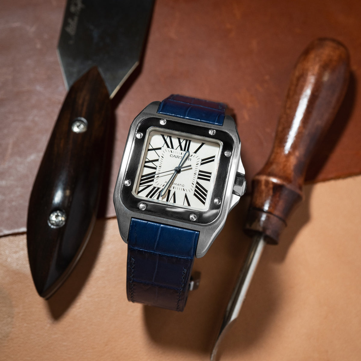 Custom Watch Strap for Cartier Santos 100 - Nomad Watch Works MY