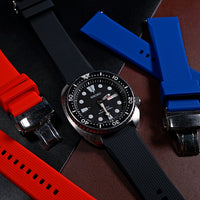 Silicone Rubber Strap w/ Butterfly Clasp in Black (18mm) - Nomad Watch Works MY