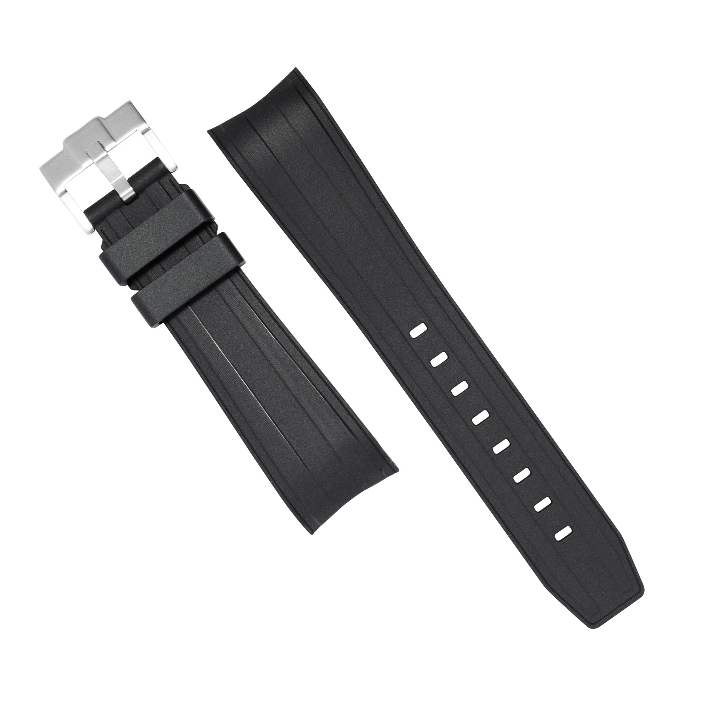 Curved End FKM Rubber Strap for Rolex Submariner in Black (21mm) - Nomad Watch Works MY
