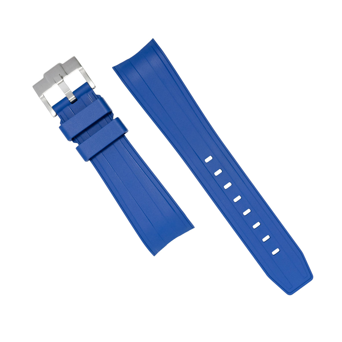 Curved End FKM Rubber Strap for Rolex Submariner in Blue (21mm) - Nomad Watch Works MY