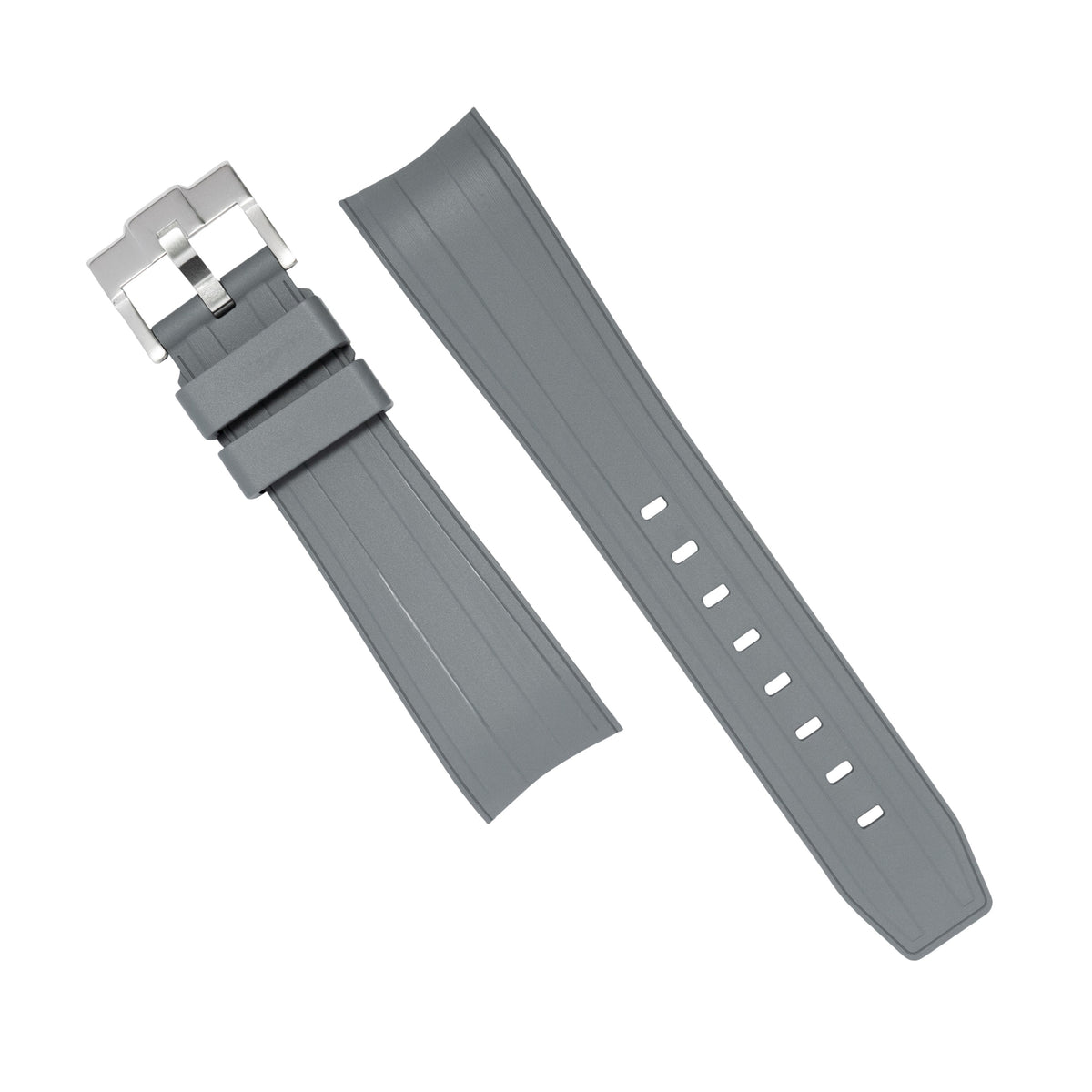 Curved End FKM Rubber Strap for Rolex Submariner in Grey (21mm) - Nomad Watch Works MY