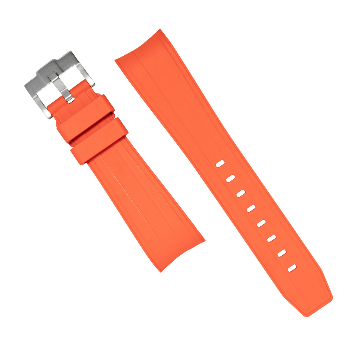 Curved End FKM Rubber Strap for Rolex Submariner in Orange (21mm) - Nomad Watch Works MY