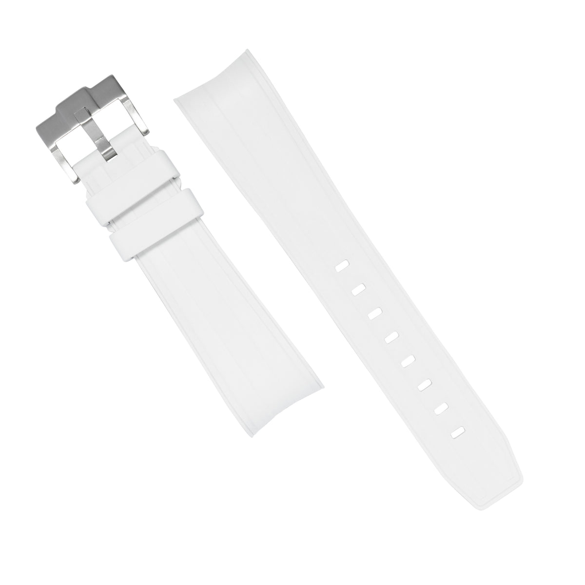 Curved End FKM Rubber Strap for Rolex Submariner in White (21mm) - Nomad Watch Works MY