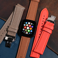 Classic Togo Leather Strap in Tan w/ Butterfly Clasp (Apple Watch) - Nomad Watch Works MY