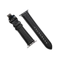 Classic Togo Leather Strap in Black w/ Butterfly Clasp (Apple Watch) - Nomad Watch Works MY