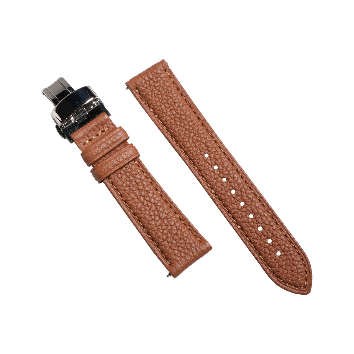 Classic Togo Leather Strap in Tan w/ Butterfly Clasp - Nomad Watch Works MY