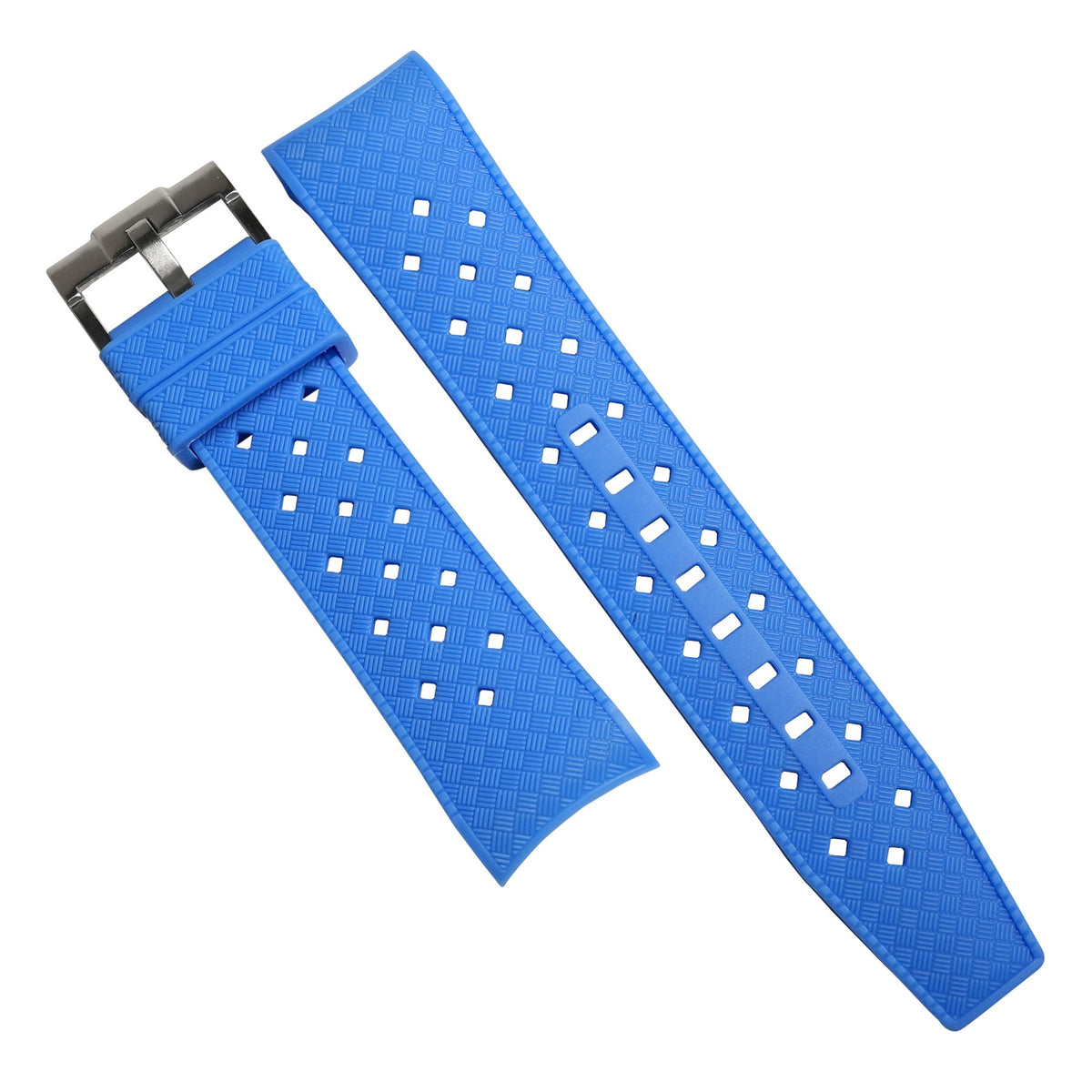 Tropic Curved End Rubber Strap for Blancpain x Swatch Scuba Fifty Fathoms in Blue - Nomad Watch Works MY