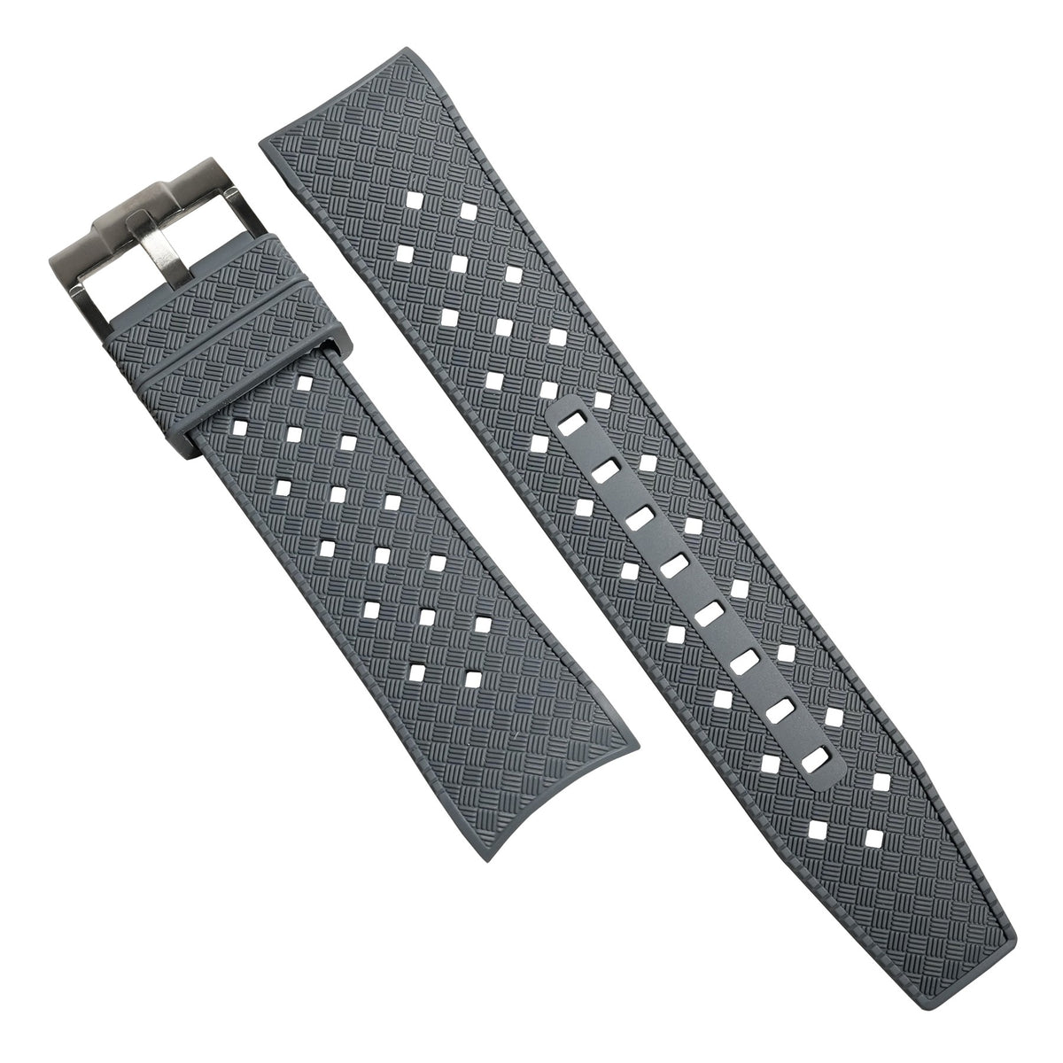 Tropic Curved End Rubber Strap for Blancpain x Swatch Scuba Fifty Fathoms in Grey - Nomad Watch Works MY