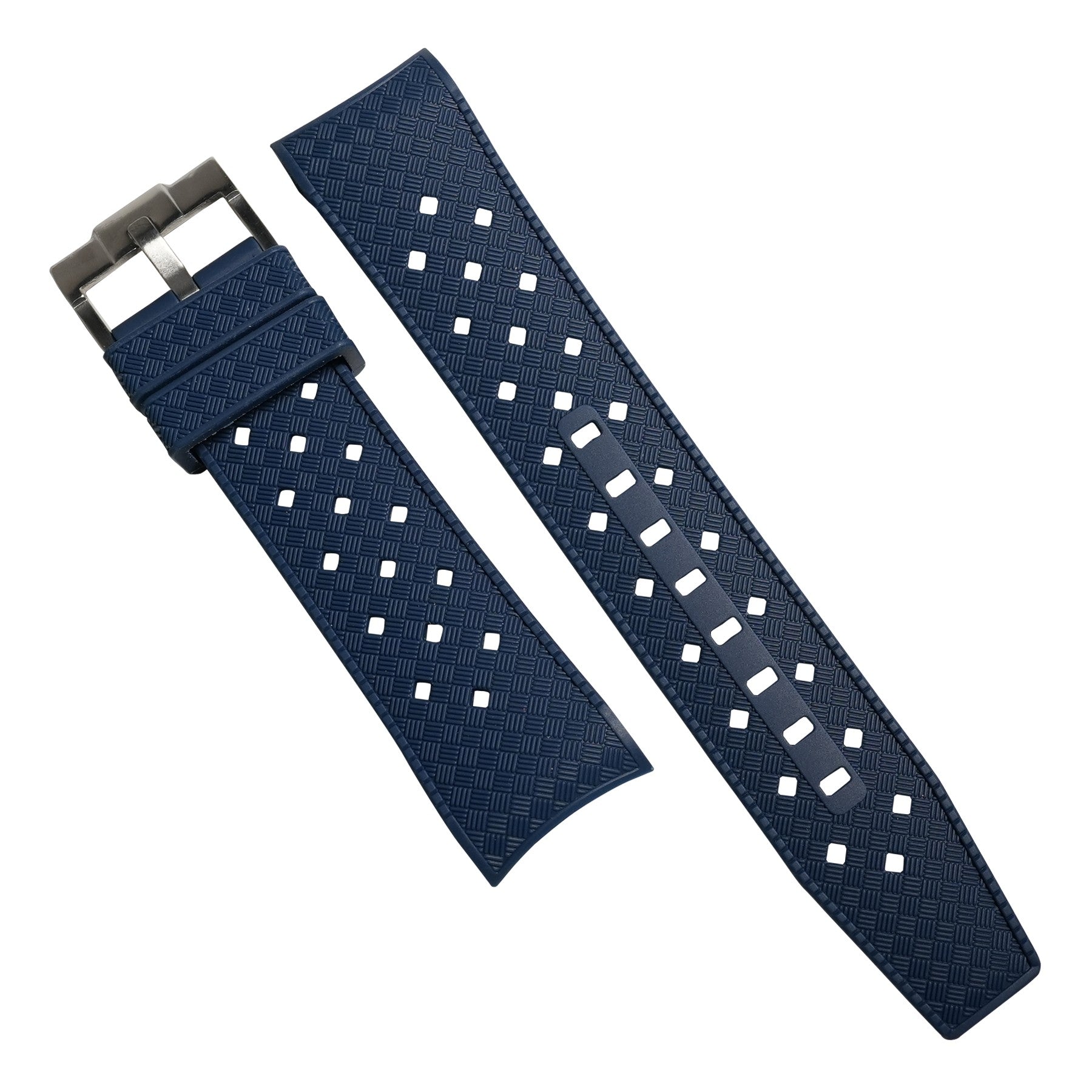 Tropic Curved End Rubber Strap for Blancpain x Swatch Scuba Fifty Fathoms in Navy - Nomad Watch Works MY