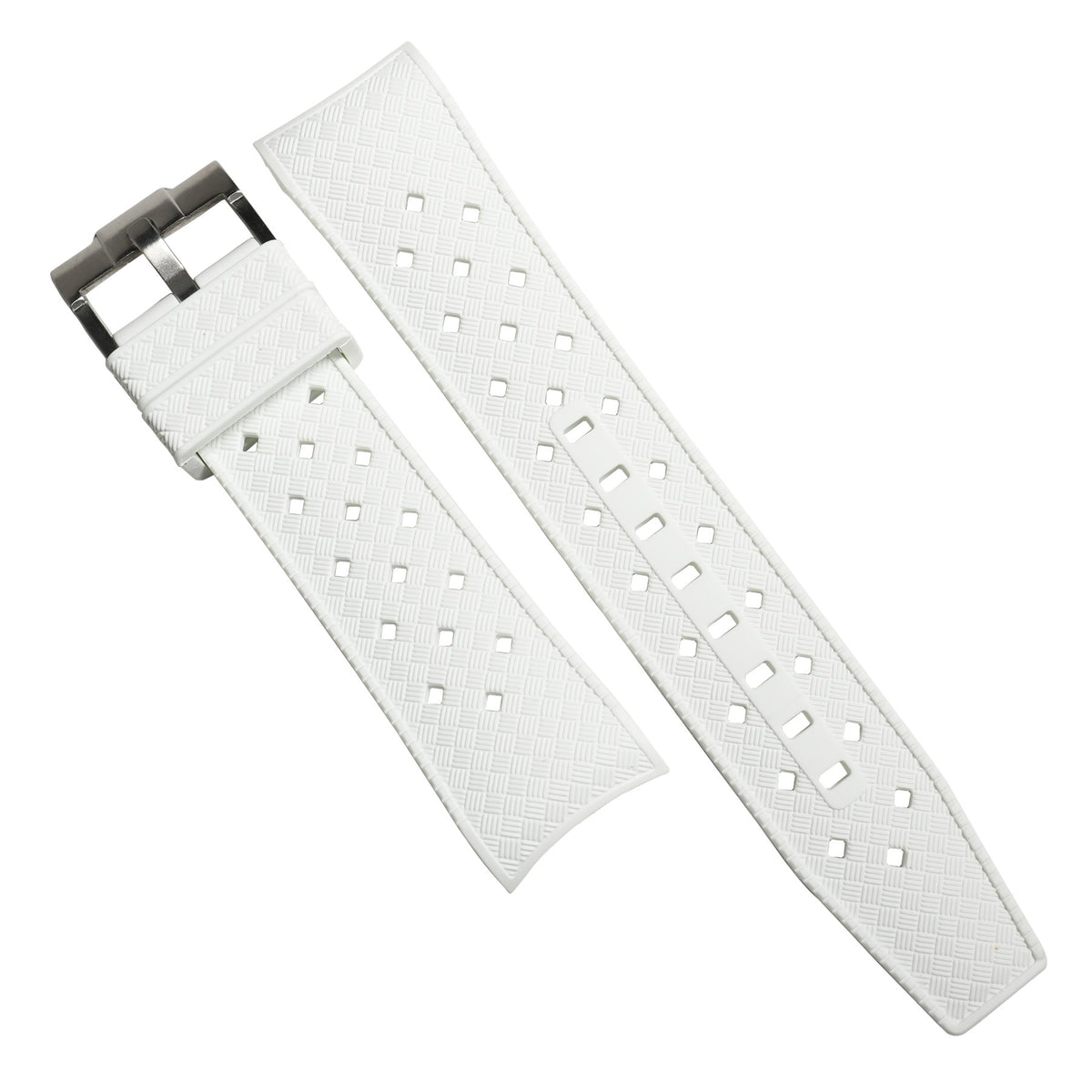 Tropic Curved End Rubber Strap for Blancpain x Swatch Scuba Fifty Fathoms in White - Nomad Watch Works MY