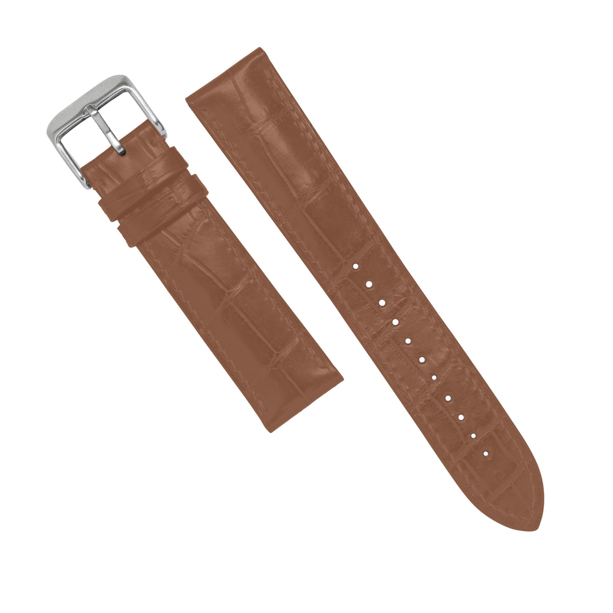 MTO Crocodile Leather Strap in Tan (Non-Glossy) - Nomad Watch Works MY