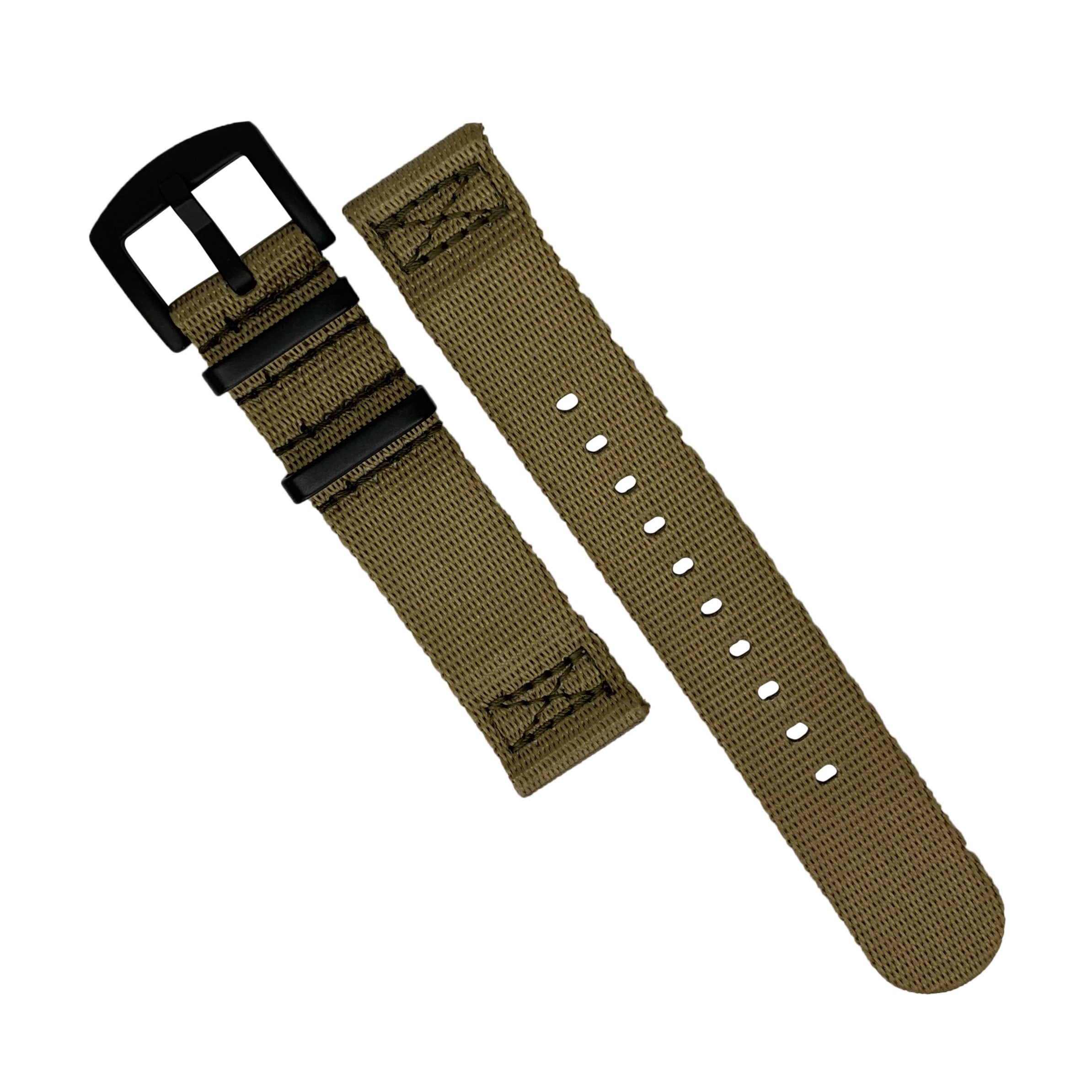 Two Piece Seat Belt Nato Strap in Khaki - Nomad Watch Works MY