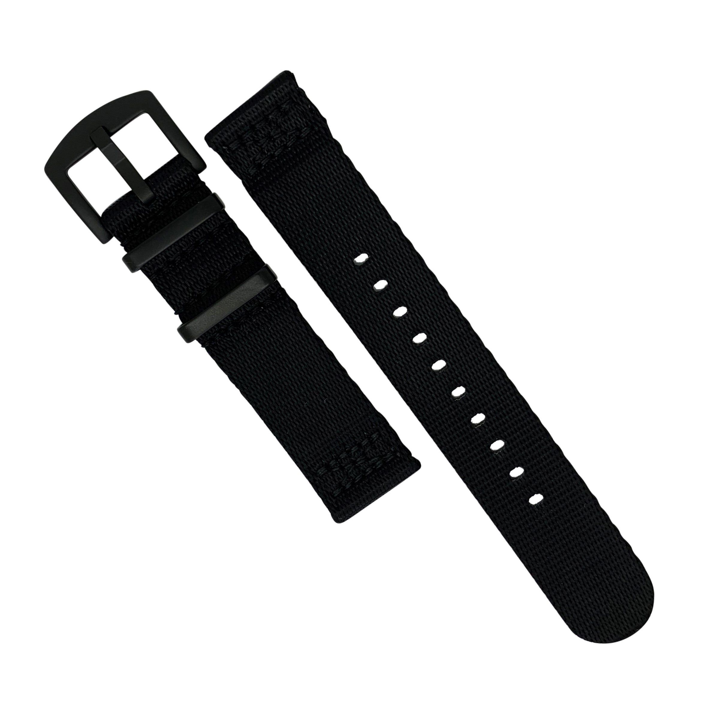 Two Piece Seat Belt Nato Strap in Black - Nomad Watch Works MY