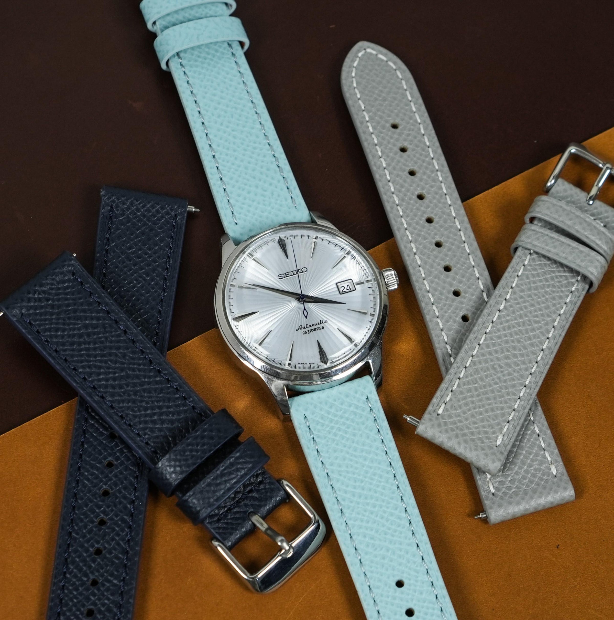 Dress Epsom Leather Strap in Baby Blue - Nomad Watch Works MY