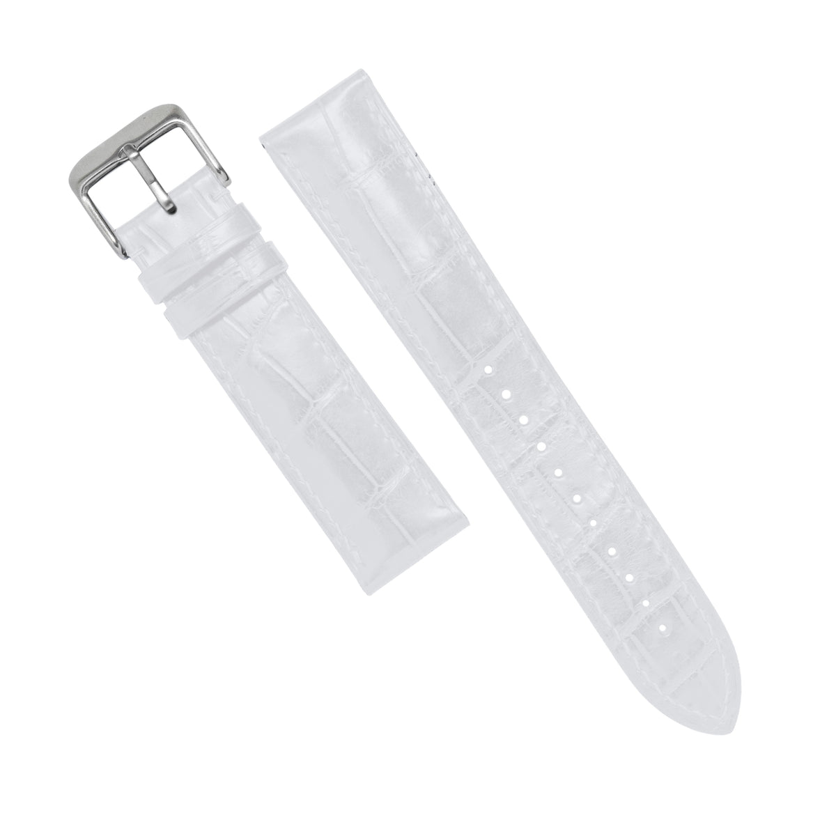 MTO Crocodile Leather Strap in White (Non-Glossy) - Nomad Watch Works MY