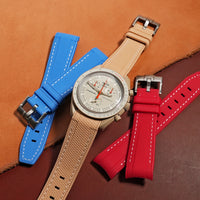 Retro Curved End Rubber Strap for Omega x Swatch Moonswatch in Biege - Nomad Watch Works MY