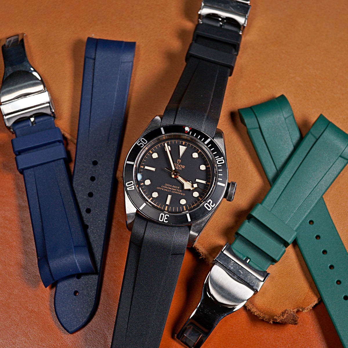 Curved End Rubber Strap for Tudor Black Bay 41/GMT/Chrono in Black (22mm) - Nomad Watch Works MY