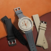 Retro Curved End Rubber Strap for Omega x Swatch Moonswatch in Grey - Nomad Watch Works MY