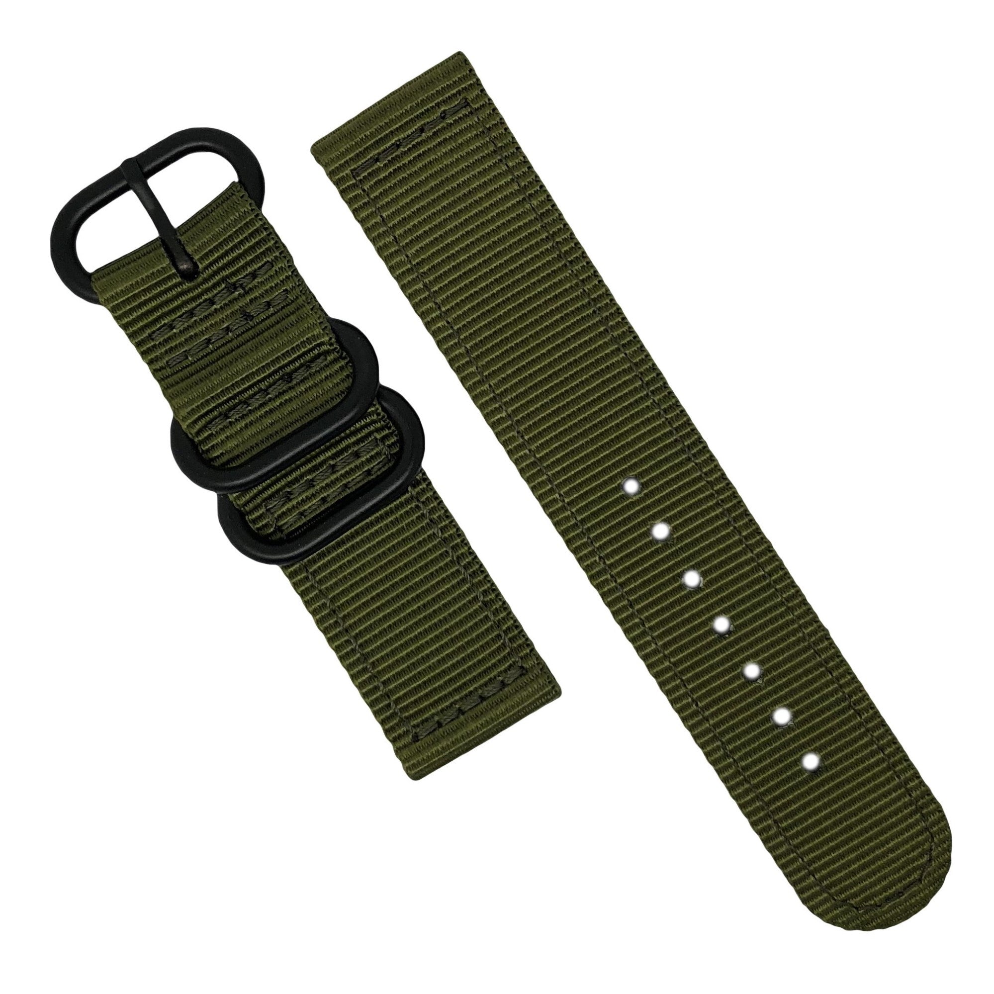 Two Piece Heavy Duty Zulu Strap in Olive - Nomad Watch Works MY