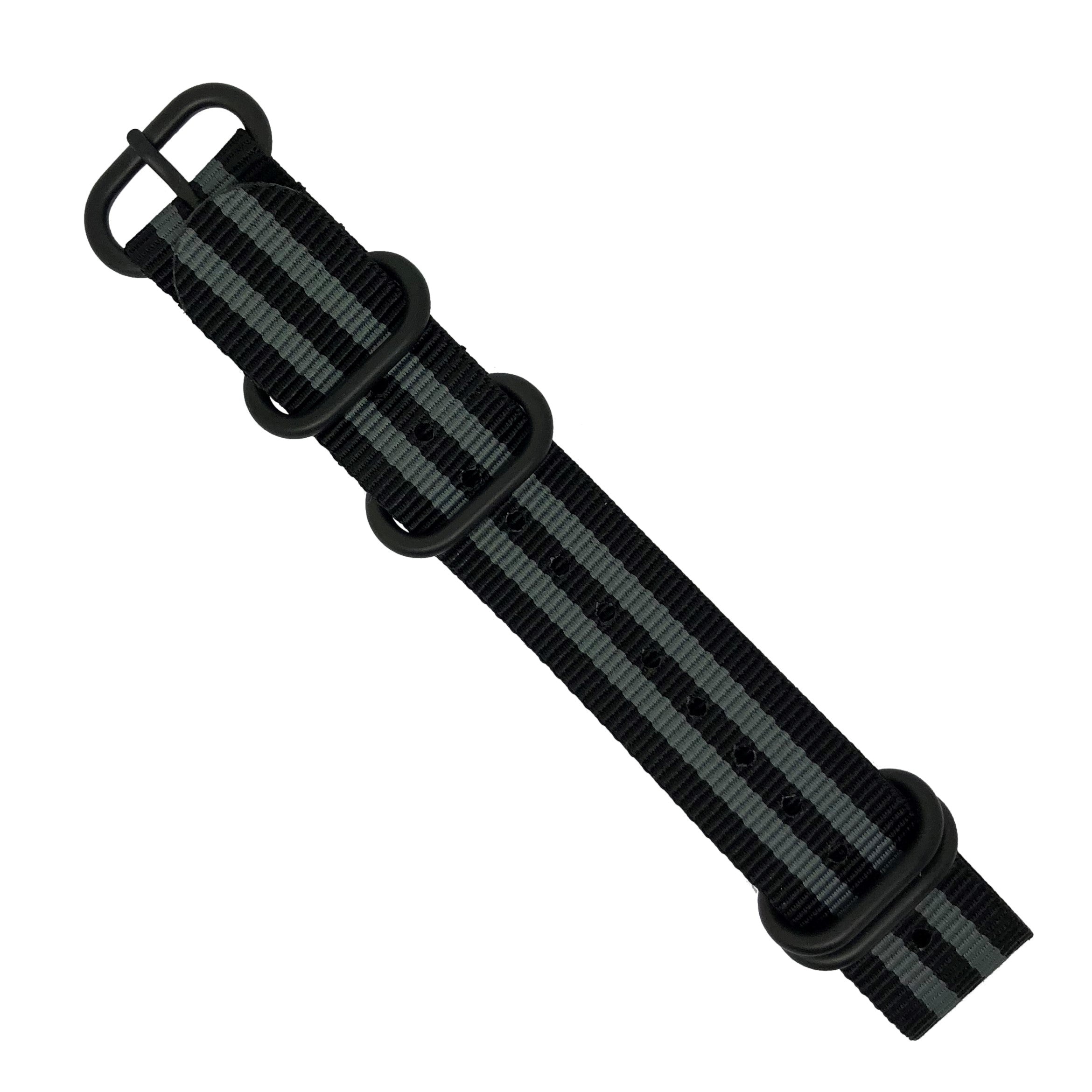Heavy Duty Zulu Strap in Black Grey (James Bond) - Nomad Watch Works MY